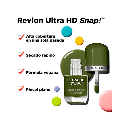 REVLON Ultra hd snap!  tono 022 Comander in chef Pintauñas de secado rápido y alta cobertura en 1 sola pasada.