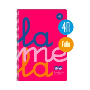 Imagen de Cuaderno A5 de espiral con 80 hojas cuadrovía 4mm, 90gr. Cubierta plastificada color rosa flúor. EDITORIAL LAMELA.
