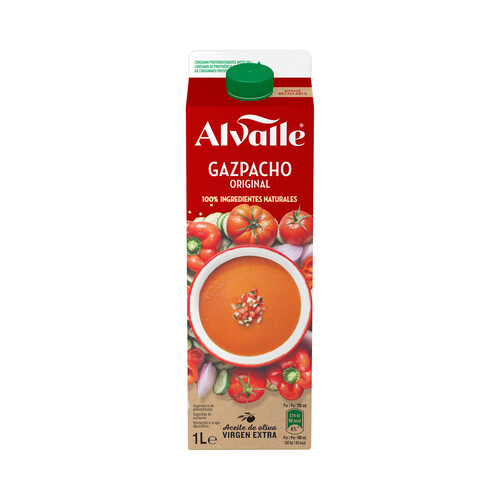 ALVALLE Gazpacho receta original, elaborado con ingredientes 100% naturales ALVALLE 1 l.