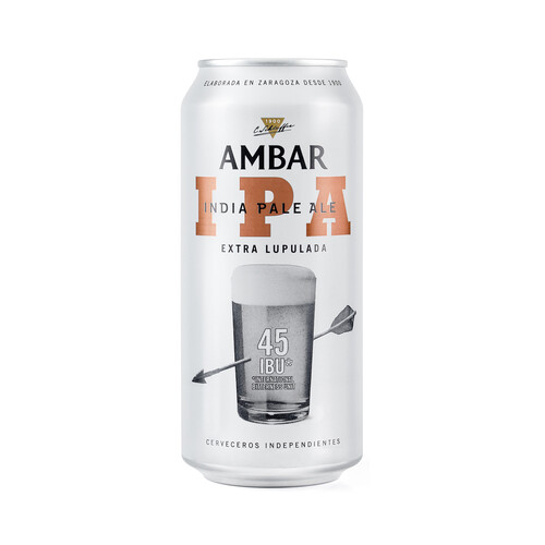Cerveza Premium extra lúpulo AMBAR IPA lata 44 cl.