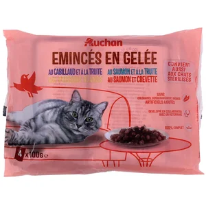 PRODUCTO ALCAMPO Pienso húmedo para gatos con pescado PRODUCTO ALCAMPO 4 x 100 g.