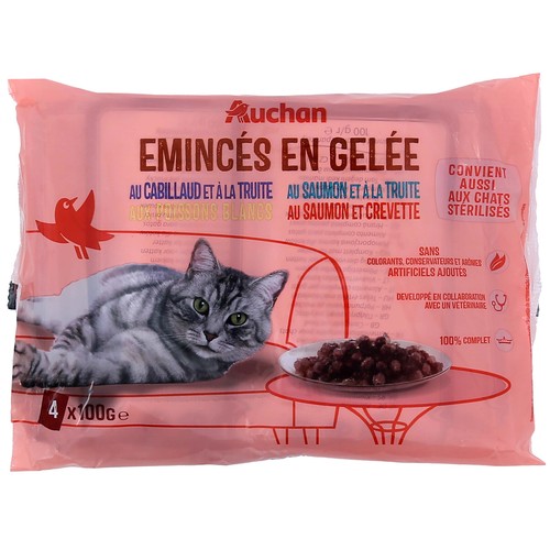 PRODUCTO ALCAMPO Pienso húmedo para gatos con pescado PRODUCTO ALCAMPO 4 x 100 g.