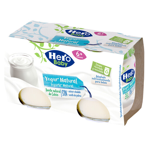 HERO Baby Yogur natural adaptado para bebés, a partir de 6 meses 2 x 120 g.