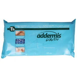 ADDERMIS Toallas húmedas de 30 x 30 cm, para higiene corporal ADDERMIS Biactiv 60 uds.