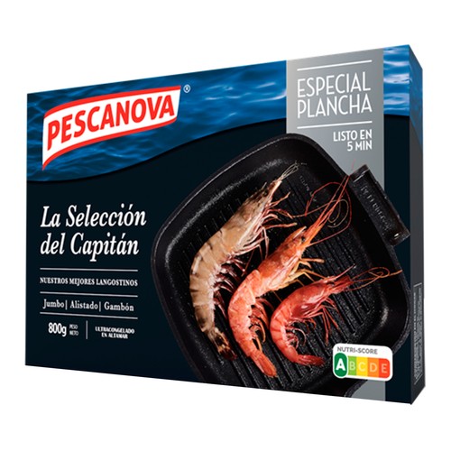 PESCANOVA Selección de mariscos congelados (Jumbo, Alistado y Gambón), especial para plancha PESCANOVA La selección del capitán 800 g.