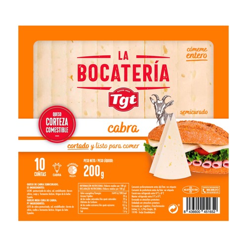 TGT La Bocatería Queso de cabra semicurado cortado 200 g.