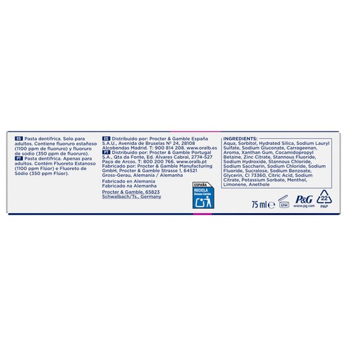ORAL-B Advanced Pasta de dientes contra la sensibilidad dental, sabor hierbabuena picante 75 ml.