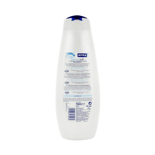 Gel de baño o ducha cremoso con aceite de almendras hidratante y delicada fragancia NIVEA Creme soft 750 ml.