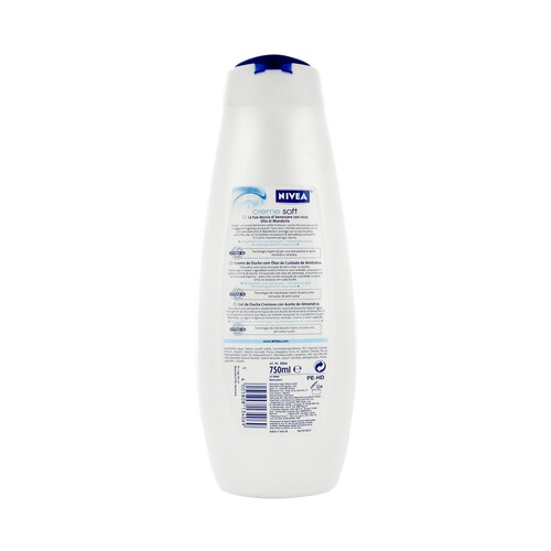 NIVEA Creme soft Gel de baño o ducha cremoso con aceite de almendras hidratante y delicada fragancia 750 ml.