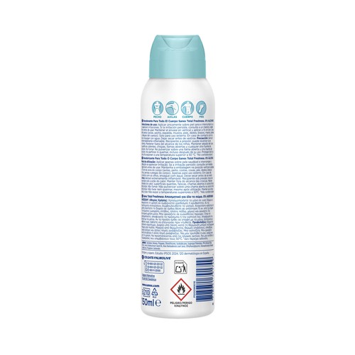 SANEX Total freshness Desodorante en spray unisex para todo el cuerpo (manos, axilas, zonas íntimas ...) 150 ml.