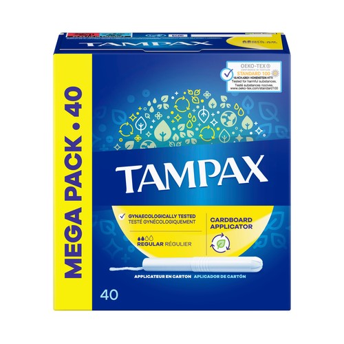 TAMPAX Tampones regular con aplicador de cartón TAMPAX 40 uds.
