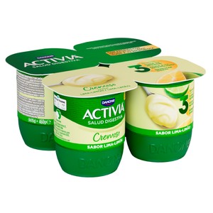 Activia Bífidus Cremoso con Sabor a Lima y Limón Cremoso de Danone 4 X 115 G. 460 G
