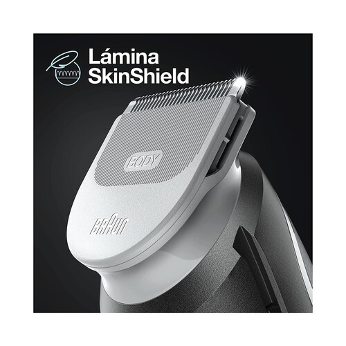 Afeitadora corporal BRAUN BG3350, tecnología SkinShield, uso en seco y en mojado, autonomía 100min.