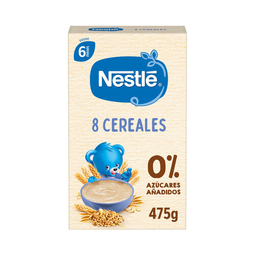 NESTLÉ Papilla de 8 cereales, sin azúcares añadidos, a partir de 6 meses 475 g.