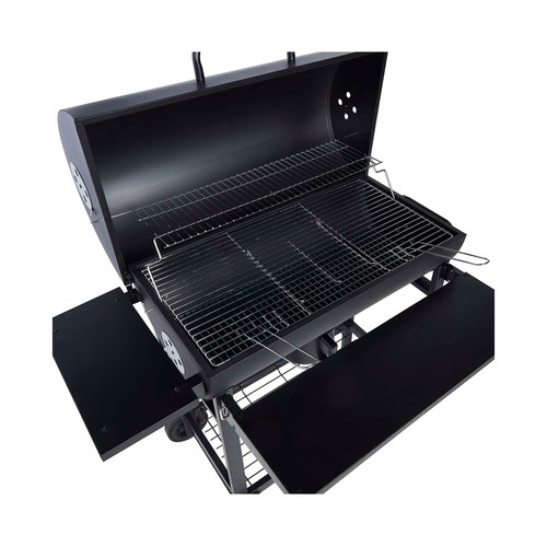 Barbacoa de carbón rectangular con ruedas y mesa lateral, 108x70x103cm GARDEN STAR ALCAMPO.