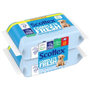 Imagen de SCOTTEX Fresh Papel higiénico húmedo (toallitas WC), con agua micelar y vitamina E 2 x 74 uds.