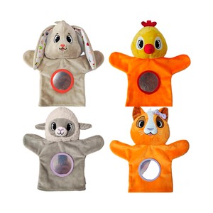 Imagen de Peluche Marioneta Animal con espejo, Juguete bebé Conejo, Pollo, Oveja o Gato, desarrollo sensorial y cognitivo, modelos surtidos +0 Meses ONE, TWO FUN Baby