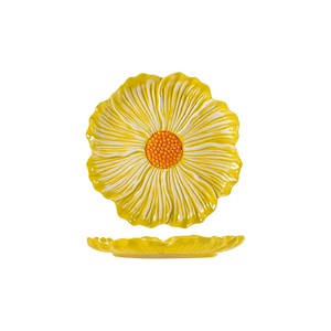 Plato Flor Amarilla 23cm Ceramica. H&h.