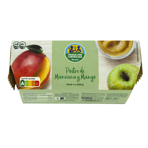 ALCAMPO CULTIVAMOS LO BUENO Compota de manzana y mango  pack 4 uds. x 100 g.