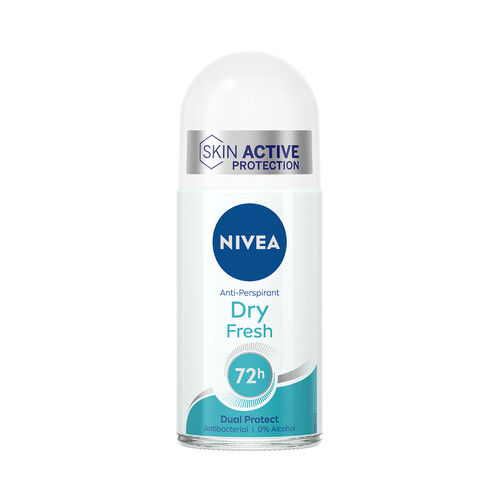 NIVEA Desodorante roll on para mujer con protección anti transpirante y anti bacteriana hasta 72 horas NIVEA Dry fresh 50 ml.
