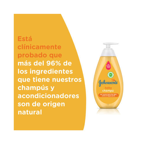 JOHNSON'S Champú super suave sin sulfatos ni colorantes, para un pelo suave, brillante e hidratado JOHNSON'S 750 ml.