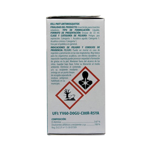 KILL PAFF Recambios insecticida antimosquitos más difusor  3 x 33 ml