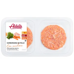 Bandeja de hamburguesas de pollo con zanahoria ALDELÍS 316 g.