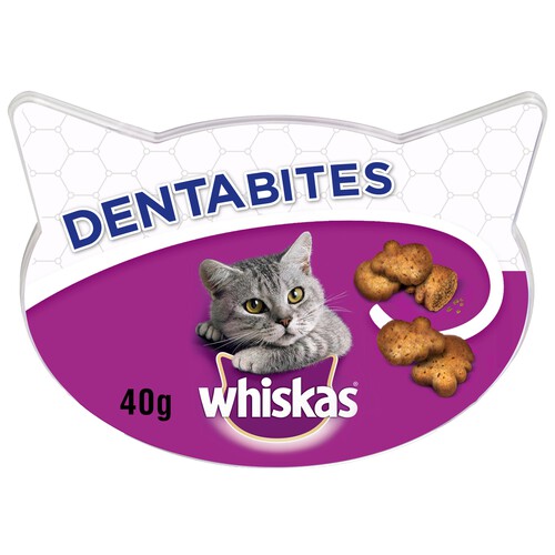 WHISKAS Snacks para gatos de pollo y queso, ayuda a reducir la formación de sarro WHISKAS DENTABITES 60 g.
