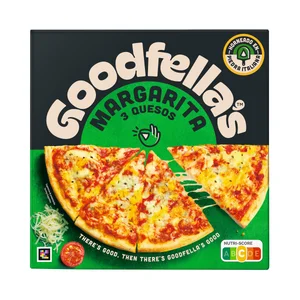 GOODFELLA´S Pizza congelada margarita y 3 quesos, con base fina y crujiente cocida en piedra 334 g.