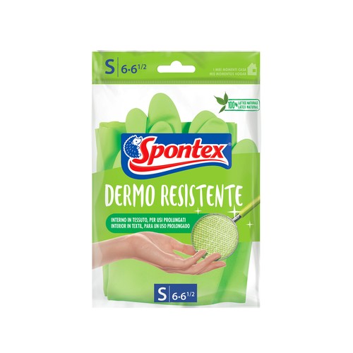 SPONTEX Guantes de látex y algodón talla pequeña 6-6 1/2 SPONTEX DERMO RESISTENTE 1 par