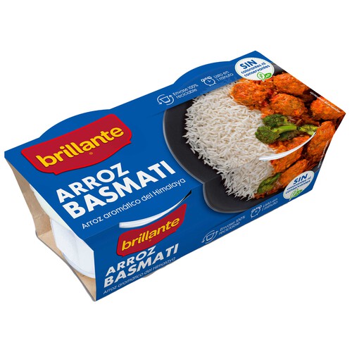 Arroz basmati en tarrina BRILLANTE paquete de 2 uds x 125 g.