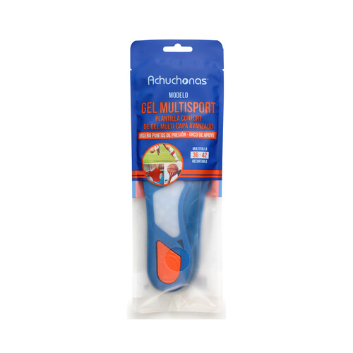 Plantillas gel multisport ACHUCHONAS, confort, arco de apoyo, talla 36/42.