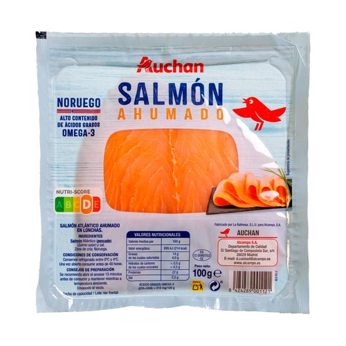 AUCHAN Salmón ahumado 100 g Producto Alcampo.
