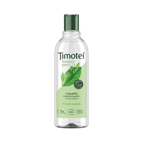 TIMOTEI Champú purifiacante con té verde orgánico, para cabello normal a graso TIMOTEI Fresco y puro 400 ml.