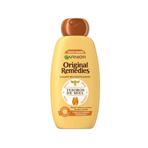 ORIGINAL REMEDIES Champú reconstituyente para cabello dañado y quebradizo ORIGINAL REMEDIES Tesoros de miel de Garnier 600 ml.