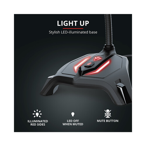 Micrófono gamer TRUST GXT 215 Zabi, iluminación Led, cuello flexible, conexión Usb.