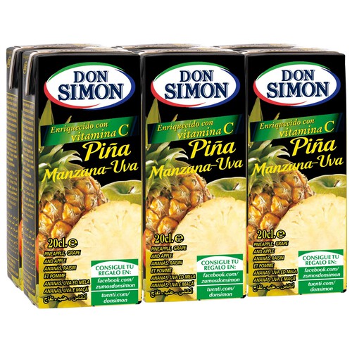 Brick zumo de piña y uva DON SIMÓN 6 uds x 20 cl.