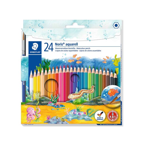 24 lápices de colorear acuarelables, con mina ABS (Anti-Break-System), Noris Aquarell STAEDTLER.