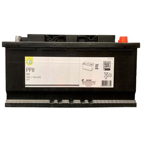 Batería de coche 90Ah, arranque 720A, 12V, ALCAMPO
