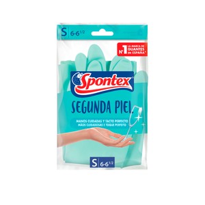Spontex Guantes de Látex y Algodón Talla S 6-6 1/2 Spontex Segunda Piel 1 Par