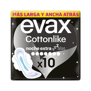 Imagen de EVAX Compresas de noche extra con alas EVAX Cottonlike 10 uds.
