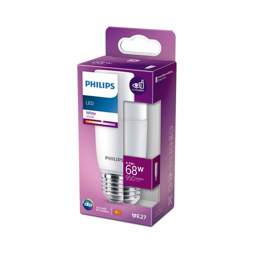 Bombilla Led E27, 9,5W=68W, luz cálida 2700K, 950lm, PHILIPS.