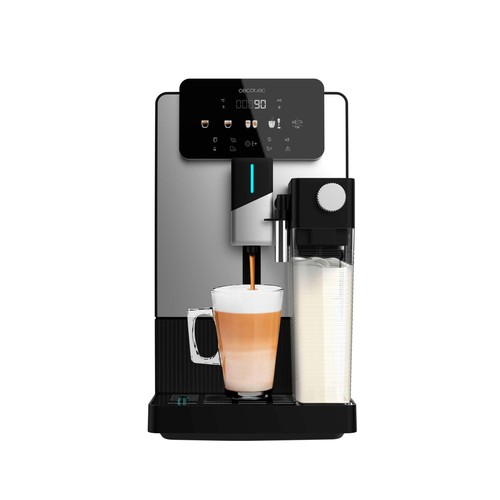 Cafetera espresso superautomática CECOTEC Cremmaet Latte, color negro, presión 19bar, molinillo, café en grano, 1300W.