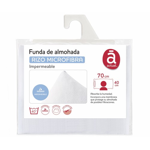 Funda de almohada de rizo microfibra, impermeable 70x40 cm, ACTUEL.
