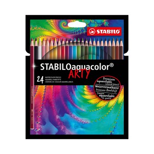 Lápices de color acureable, STABILO- Estuche ARTY Aquareable de 24 colores.