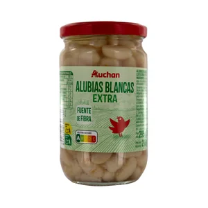 PRODUCTO ALCAMPO Alubias blancas (judias) extra, ya cocidas bote 210 g.